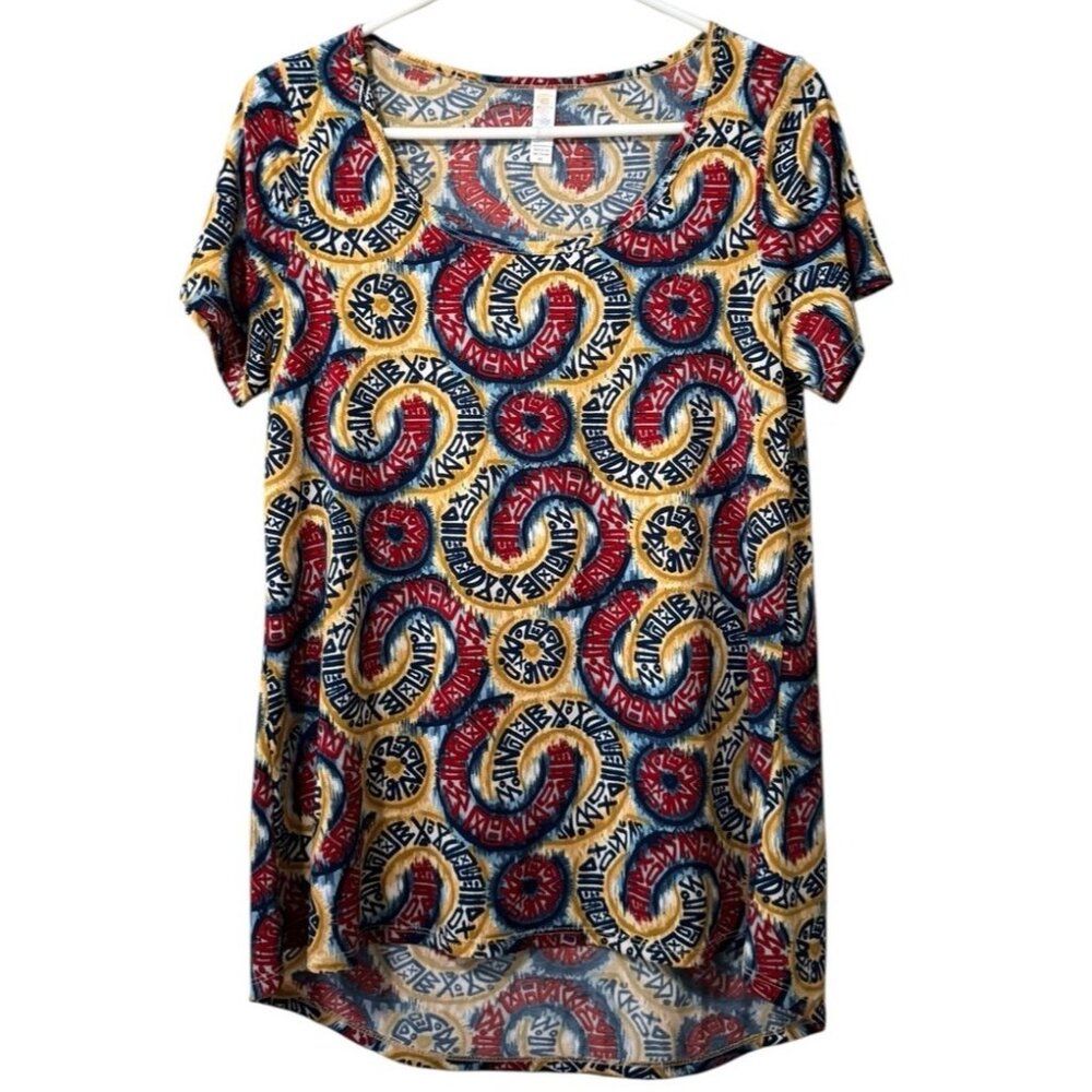 LuLaRoe Women‎ T Shirt Size XS Geometric Short Sleeve Stretch Lightweight Office